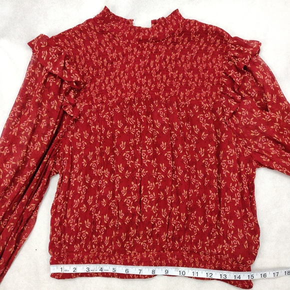 Free People Blouse Roma Red Floral Print Small - Picture 10 of 16